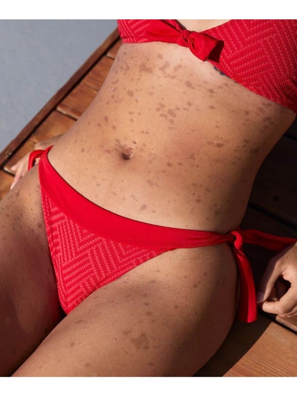 NWT Aerie Red Jacquard Tie Bikini Bottom - Size: Extra Small